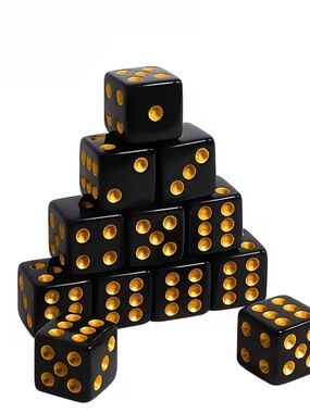 6 pc Black and Gold Dice Set - Premium Gaming Dice